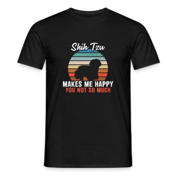 Shih Tzu makes me happy you not so much - Men's T-Shirt - black - Front - AI Model Male 178 light (178cm)