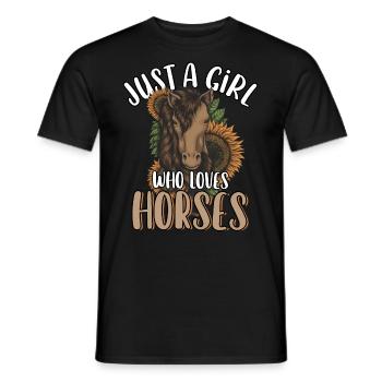 Juste une fille qui aime les chevaux Tournesol Cheval mignon - T-shirt homme - noir - Devant - AI Model Male 178 light (178cm)