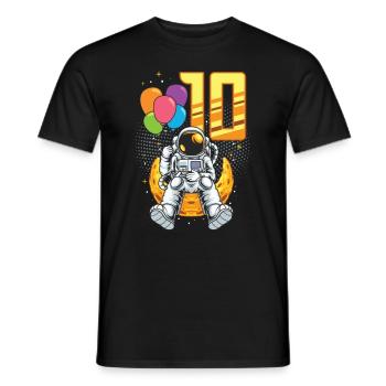 10th birthday, astronaut, decorations - Men's T-Shirt - black - Front - AI Model Male 178 light (178cm)