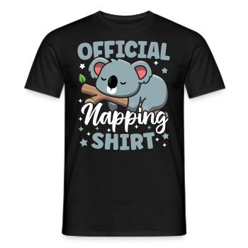 Official Napping Shirt Cute Sleeping Kawaii Koala - Men's T-Shirt - black - Front - AI Model Male 178 light (178cm)