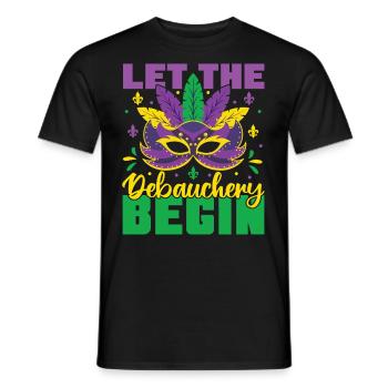Let The Debauchery Begin Funny Adult Mardi Gras - Men's T-Shirt - black - Front - AI Model Male 178 light (178cm)