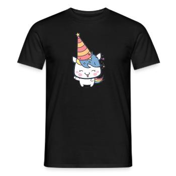 Cute kawaii Unicorn Party Hat Kids Nursery - Men's T-Shirt - black - Front - AI Model Male 178 light (178cm)