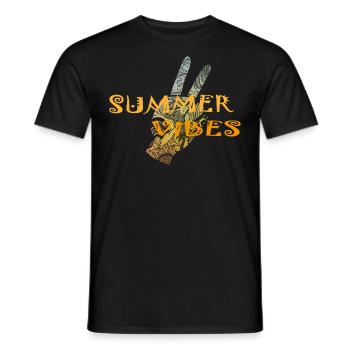 T-shirt with summer vibes print - Men's T-Shirt - black - Front - AI Model Male 178 light (178cm)