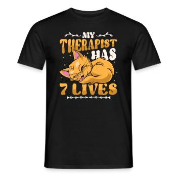 Mon thérapeute a 7 vies, amoureux des chats - T-shirt homme - noir - Devant - AI Model Male 178 light (178cm)