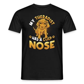 My therapist has a cold nose, dog lover - Men's T-Shirt - black - Front - AI Model Male 178 light (178cm)