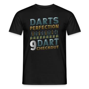 Dart Perfection, 9 Dart Checkout, Darts Player - Men's T-Shirt - black - Front - AI Model Male 178 light (178cm)