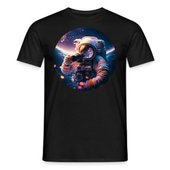 Astronaut fotografiert Geschenk - Männer T-Shirt - Schwarz - Vorne - AI Model Male 178 light (178cm)
