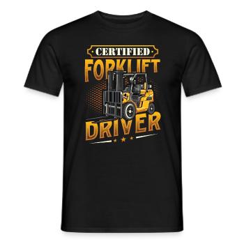Zertifizierter Gabelstaplerfahrer - Männer T-Shirt - Schwarz - Vorne - AI Model Male 178 light (178cm)