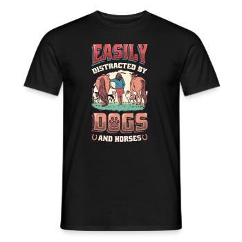 Facilement distrait par les chiens et les chevaux - T-shirt homme - noir - Devant - AI Model Male 178 light (178cm)