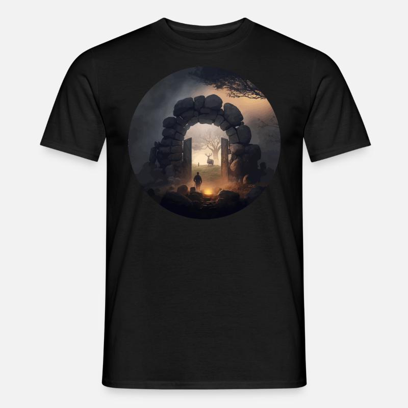 Dunkler Wald Nebel Tor Geschenk - Männer T-Shirt - Schwarz