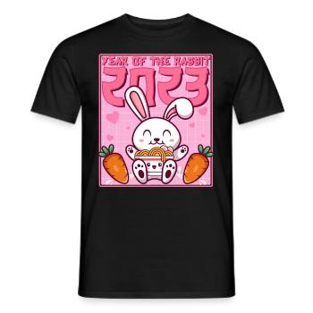 Year Of The Rabbit 2023 Cute Ramen Pink Kawaii - Men's T-Shirt - black - Front - AI Model Male 178 light (178cm)