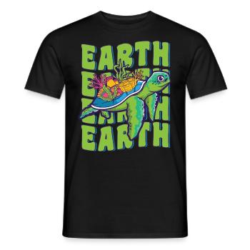 Groovy Jour de la Terre Amoureux des tortues de mer Faune - T-shirt homme - noir - Devant - AI Model Male 178 light (178cm)