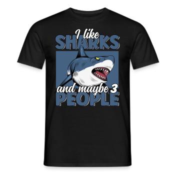 Ich mag Sharks & Maybe 3 People Funny Great White - Männer T-Shirt - Schwarz - Vorne - AI Model Male 178 light (178cm)