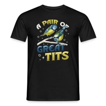 Une paire d’ornithologues géniaux - T-shirt homme - noir - Devant - AI Model Male 178 light (178cm)
