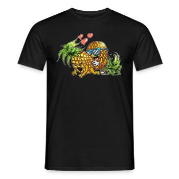 pizza restauration rapide plats d’amour pizza ananas - T-shirt homme - noir - Devant - AI Model Male 178 light (178cm)
