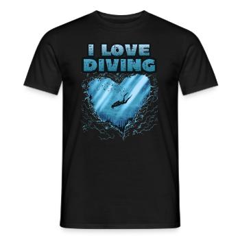 I love diving, scuba diving - Men's T-Shirt - black - Front - AI Model Male 178 light (178cm)