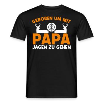 Geboren um mit Papa jagen zu gehen. - Männer T-Shirt - Schwarz - Vorne - AI Model Male 178 light (178cm)