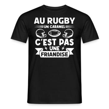 rugbyman. Cadeau fan de rugby. Au Rugby un caramel - T-shirt homme - noir - Devant - AI Model Male 178 light (178cm)