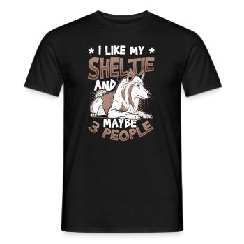 J’aime mon Sheltie et peut-être 3 personnes - T-shirt homme - noir - Devant - AI Model Male 178 light (178cm)