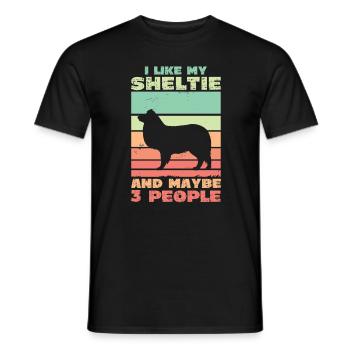 J’aime mon Sheltie et peut-être 3 personnes - T-shirt homme - noir - Devant - AI Model Male 178 light (178cm)