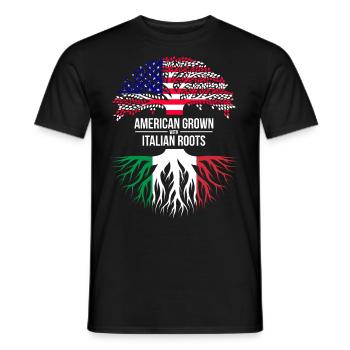 AMERIKANISCH ANGEBAUT MIT ITALIENISCHEN WURZELN - Männer T-Shirt - Schwarz - Vorne - AI Model Male 178 light (178cm)