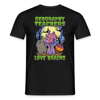 Erdkunde-Lehrer Lieben Gehirn-Zombie - Männer T-Shirt - Schwarz - Vorne - AI Model Male 178 light (178cm)