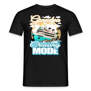 Grandpa in driving mode - boat trip - Men's T-Shirt - black - Front - AI Model Male 178 light (178cm)