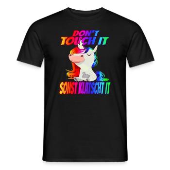 Don't Touch it sonst Klatscht it - Regenbogen - Männer T-Shirt - Schwarz - Vorne - AI Model Male 178 light (178cm)