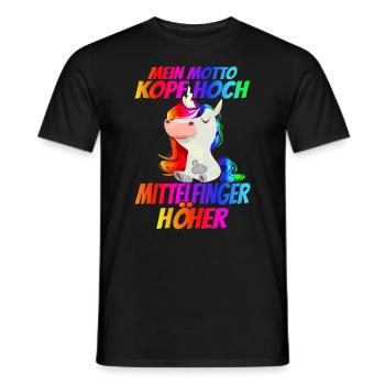 Mein Motto Kopf Hoch Mittelfinger Höher - - Männer T-Shirt - Schwarz - Vorne - AI Model Male 178 light (178cm)