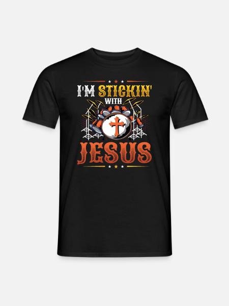 Ich Bleibe Bei Jesus, Christlicher Schlagzeuger - Männer T-Shirt - Schwarz
