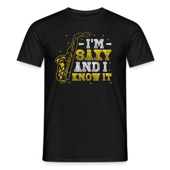 Ich Bin Saxy Und Ich Weiß Es - Saxophon - Männer T-Shirt - Schwarz - Vorne - AI Model Male 178 light (178cm)