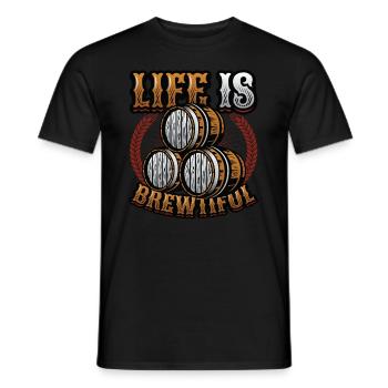 Life Is Brewtiful Craft Beer, Brewing, Brewmaster - Men's T-Shirt - black - Front - AI Model Male 178 light (178cm)