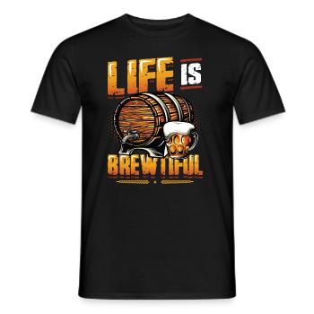 Life Is Brewtiful Craft Beer, Brewing, Brewmaster - Men's T-Shirt - black - Front - AI Model Male 178 light (178cm)
