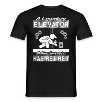 Legendary Elevator Mechanic has Retired - Men's T-Shirt - black - Front - AI Model Male 178 light (178cm)