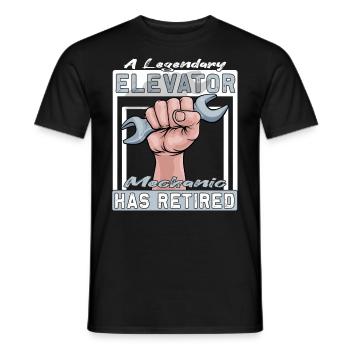 Legendary Elevator Mechanic has Retired - Men's T-Shirt - black - Front - AI Model Male 178 light (178cm)