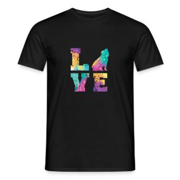 English bulldog Love - Men's T-Shirt - black - Front - AI Model Male 178 light (178cm)