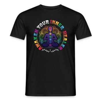 Awaken Your Inner Healer, Reiki Spiritual - Men's T-Shirt - black - Front - AI Model Male 178 light (178cm)