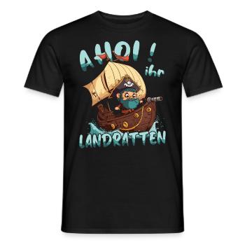 Ahoy you landlubbers - bateau pirate - T-shirt homme - noir - Devant - AI Model Male 178 light (178cm)