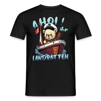 Illustration du capitaine pour petit ours en peluche de chien de mer - T-shirt homme - noir - Devant - AI Model Male 178 light (178cm)