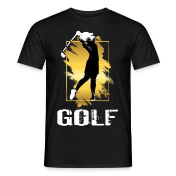 Golf Golfen Golferin Spielerin Sport Hobby Gold - Männer T-Shirt - Schwarz - Vorne - AI Model Male 178 light (178cm)