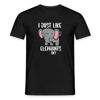 I just like elephants - Men's T-Shirt - black - Front - AI Model Male 178 light (178cm)