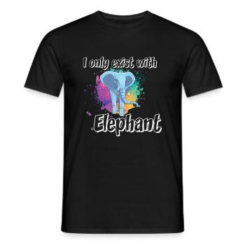 I only exist with elephant - Men's T-Shirt - black - Front - AI Model Male 178 light (178cm)