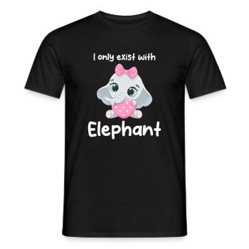 I only exist with elephant - Men's T-Shirt - black - Front - AI Model Male 178 light (178cm)