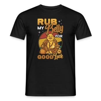 Rub My Belly For Good Luck, Funny Buddha - Men's T-Shirt - black - Front - AI Model Male 178 light (178cm)