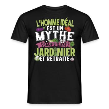 Jardinier Retraité Papy Retraite Cadeau Jardinage - T-shirt homme - noir - Devant - AI Model Male 178 light (178cm)