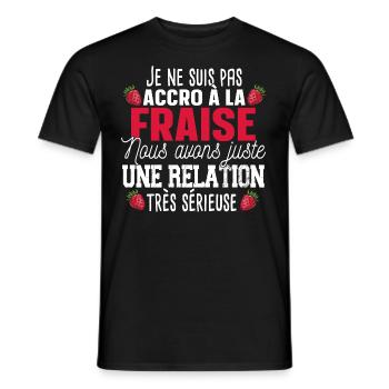 Fraise Fruit Relation Cadeau Humour Rouge - T-shirt homme - noir - Devant - AI Model Male 178 light (178cm)