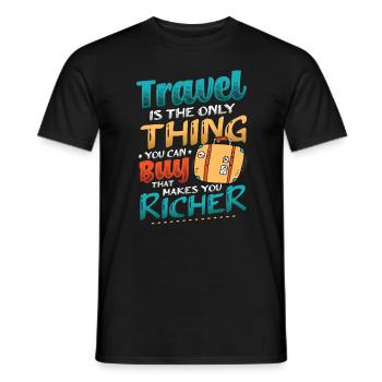 Travel makes you richer - Travel Enthusiast - Men's T-Shirt - black - Front - AI Model Male 178 light (178cm)