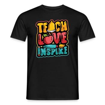Teachers teach, love inspires - Men's T-Shirt - black - Front - AI Model Male 178 light (178cm)