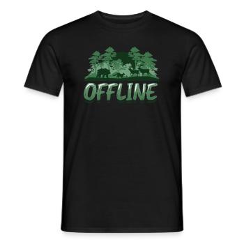 Hors ligne, amoureux de la nature, randonnée - T-shirt homme - noir - Devant - AI Model Male 178 light (178cm)