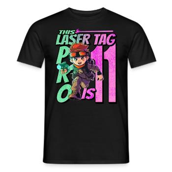 Finally 11 years old – Lasertag birthday - Men's T-Shirt - black - Front - AI Model Male 178 light (178cm)